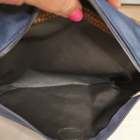 Longchamp Navy Blue Leather-Trimmed Hand Bag - Picture 7 of 8